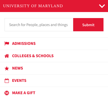 University of Maryland mobile header