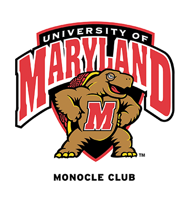 Example use of a prohibited and modified logo for the monocle club, Muscle Testudo with the "University of Maryland Banner" where Tesudo is wearing a Monocle.