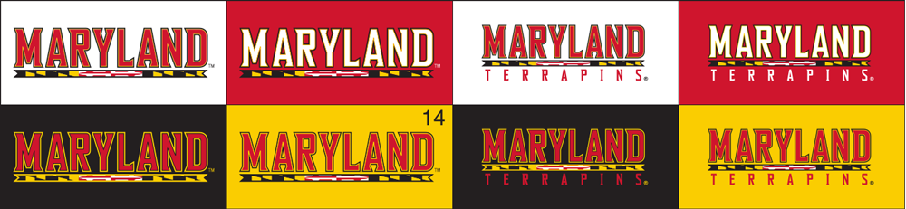 8 Versions of the Terra-font style logo, each representing a different appealing color combination between text and background using Brand Colors.