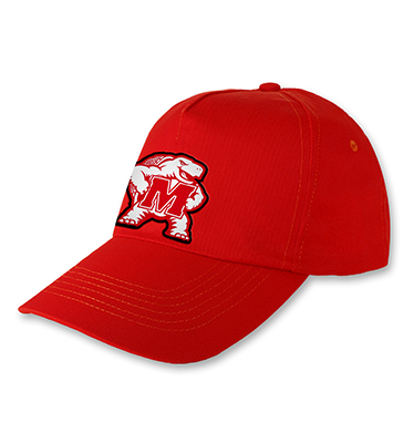 Muscle Testudo Logo displayed on the front of a red baseball cap